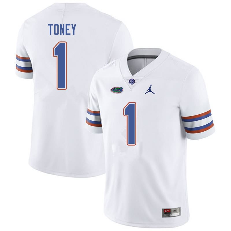 NCAA Florida Gators Kadarius Toney Men's #1 Jordan Brand White Stitched Authentic College Football Jersey AWJ0864OX